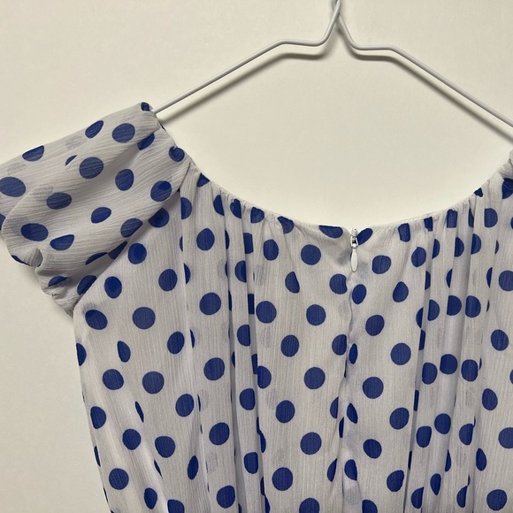 BLUSH BY US ANGELS. SIZE 14 GIRLS DRESS. WHITE WITH PURPLE DOTS. - Picture 7 of 9